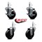 Service Caster 3.5'' Soft Rubber Wheel Swivel 7/16'' Grip Ring Stem Caster Set 2 Brakes, 4PK SCC-GR20S3514-SRS-TLB-716138-2-S-2 - alternate 4